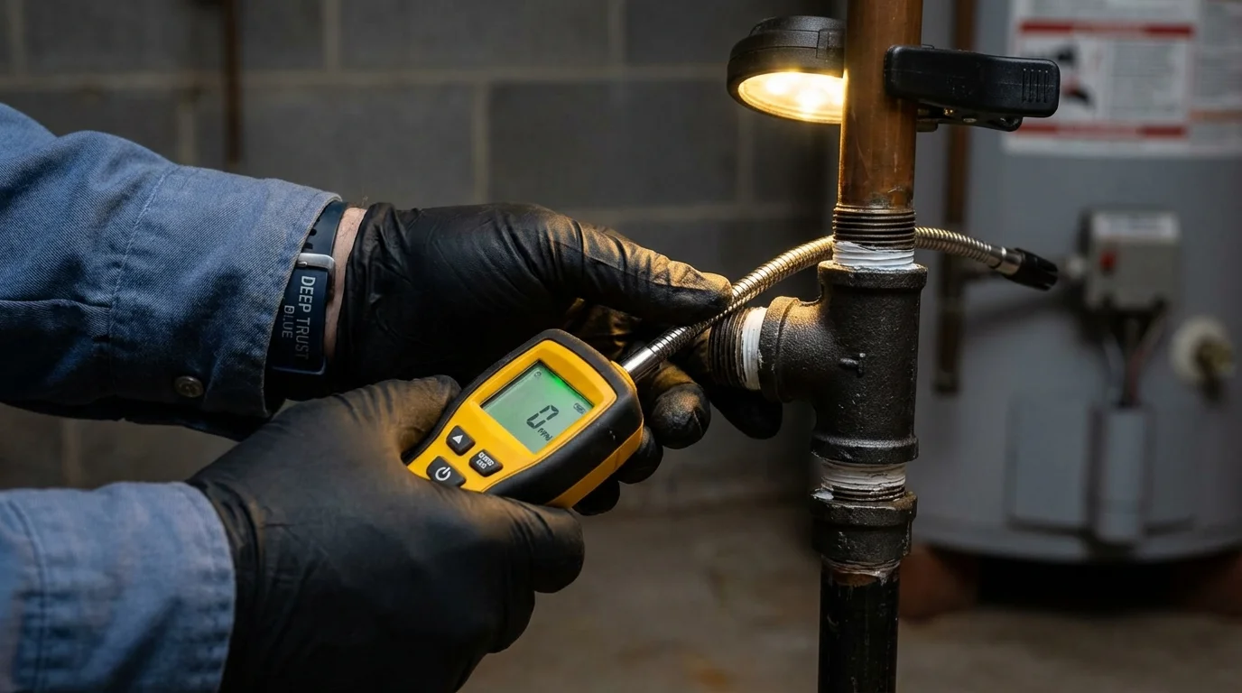 Gas leak detection with electronic sniffer by Johns Plumbing LLC in Jesup